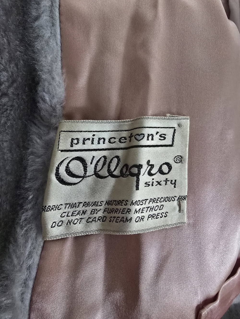 VTG 1960 Princeton’s O'Llegro Sixty Faux Fur Coat Gray Size 16 - Picture 8 of 11